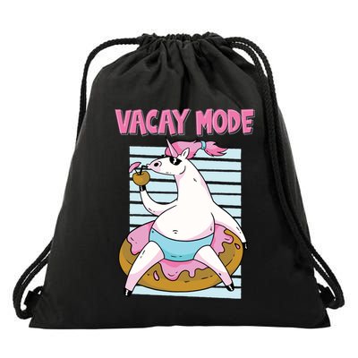 Funny Unicorn Chillin On Donut In Vacay Mode Gift Drawstring Bag