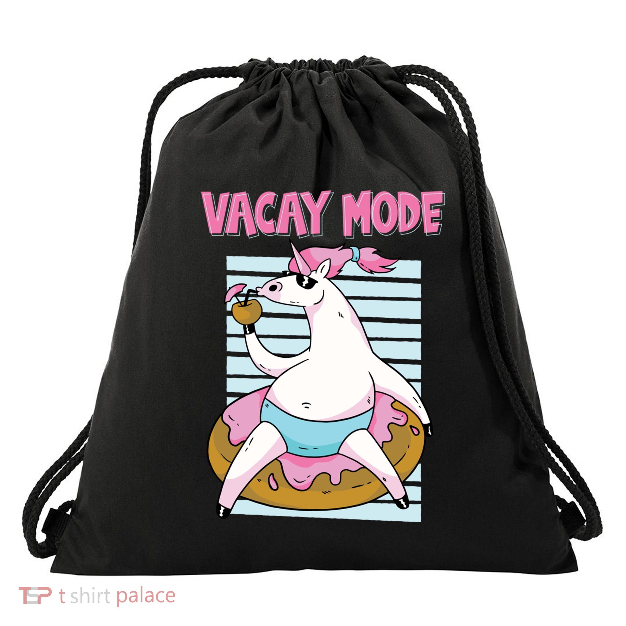 Funny Unicorn Chillin On Donut In Vacay Mode Gift Drawstring Bag