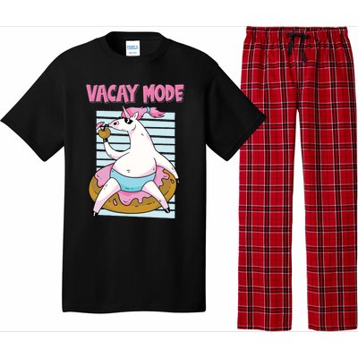 Funny Unicorn Chillin On Donut In Vacay Mode Gift Pajama Set