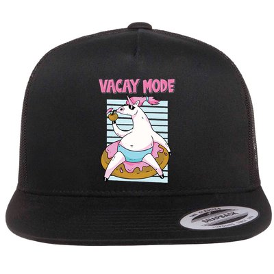 Funny Unicorn Chillin On Donut In Vacay Mode Gift Flatbill Hat