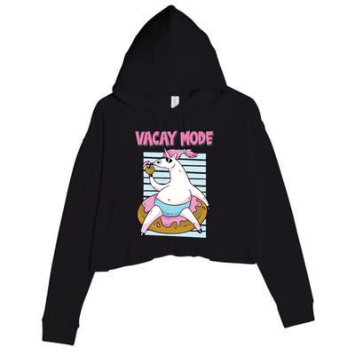 Funny Unicorn Chillin On Donut In Vacay Mode Gift Crop Fleece Hoodie
