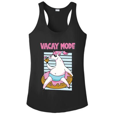 Funny Unicorn Chillin On Donut In Vacay Mode Gift Ladies PosiCharge Competitor Racerback Tank