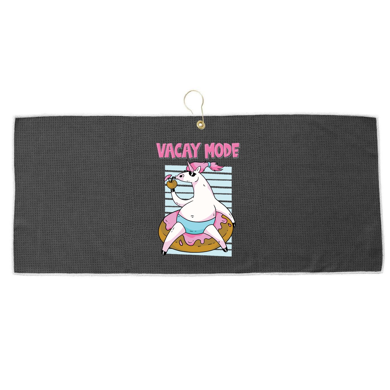 Funny Unicorn Chillin On Donut In Vacay Mode Gift Large Microfiber Waffle Golf Towel