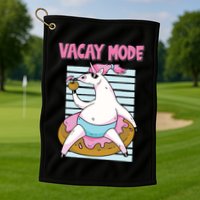 Funny Unicorn Chillin On Donut In Vacay Mode Gift Golf Towel