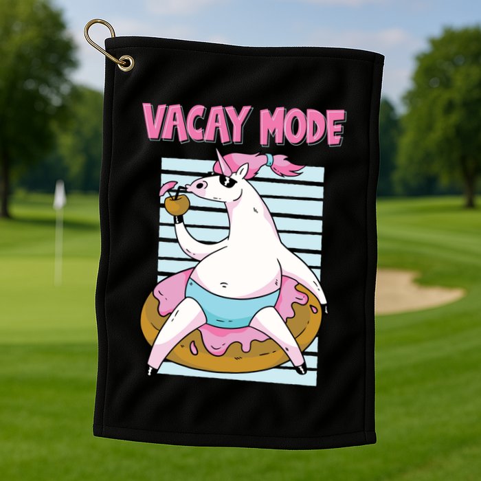 Funny Unicorn Chillin On Donut In Vacay Mode Gift Golf Towel