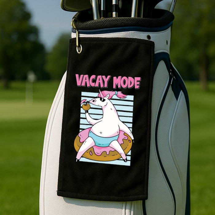 Funny Unicorn Chillin On Donut In Vacay Mode Gift Golf Towel