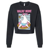 Funny Unicorn Chillin On Donut In Vacay Mode Gift Cropped Pullover Crew