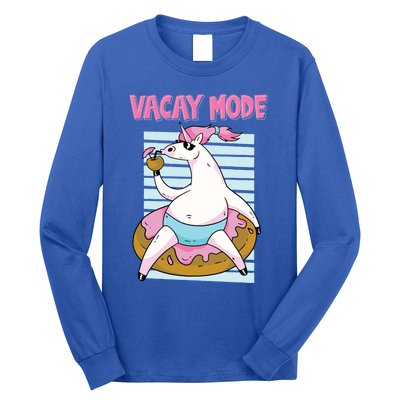 Funny Unicorn Chillin On Donut In Vacay Mode Gift Long Sleeve Shirt