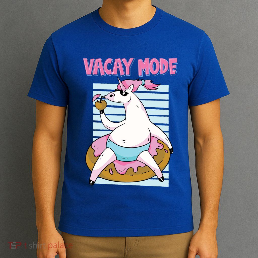 Funny Unicorn Chillin On Donut In Vacay Mode Gift T-Shirt