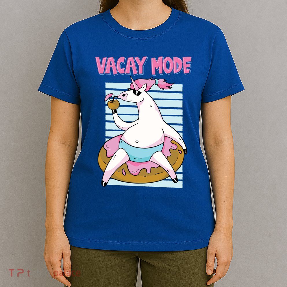 Funny Unicorn Chillin On Donut In Vacay Mode Gift T-Shirt