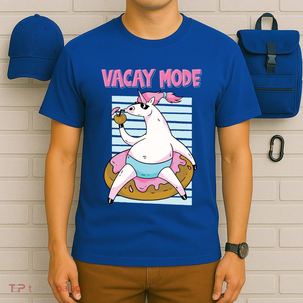 Funny Unicorn Chillin On Donut In Vacay Mode Gift T-Shirt