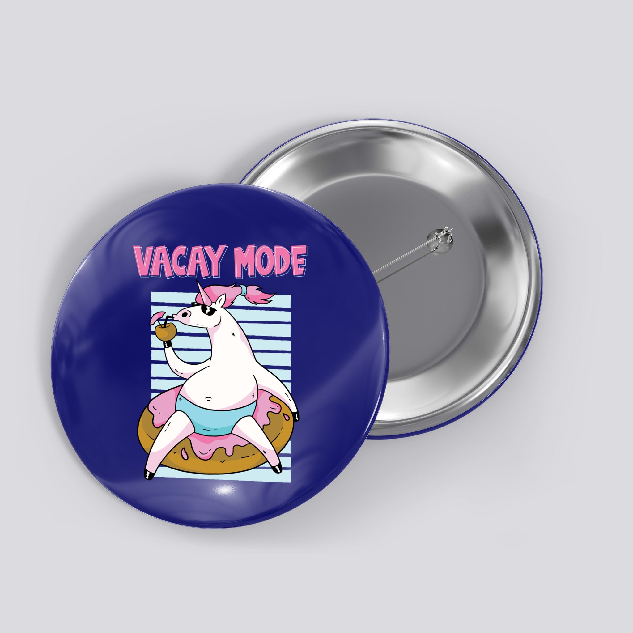 Funny Unicorn Chillin On Donut In Vacay Mode Gift Button