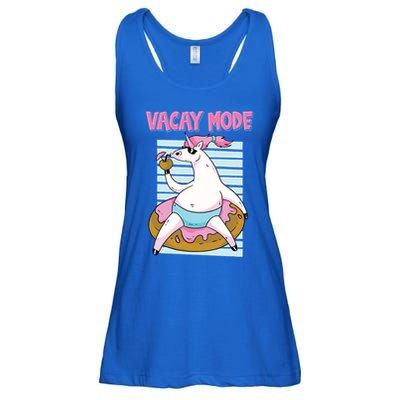 Funny Unicorn Chillin On Donut In Vacay Mode Gift Ladies Essential Flowy Tank