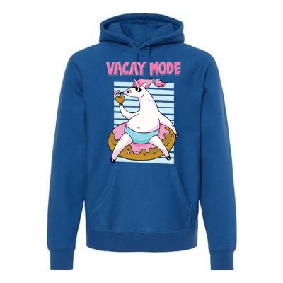 Funny Unicorn Chillin On Donut In Vacay Mode Gift Premium Hoodie