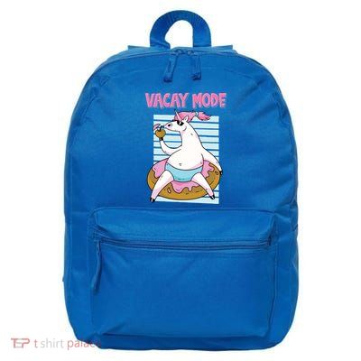 Funny Unicorn Chillin On Donut In Vacay Mode Gift 16 in Basic Backpack
