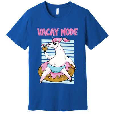 Funny Unicorn Chillin On Donut In Vacay Mode Gift Premium T-Shirt