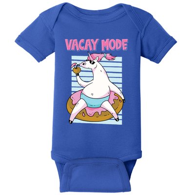 Funny Unicorn Chillin On Donut In Vacay Mode Gift Baby Bodysuit