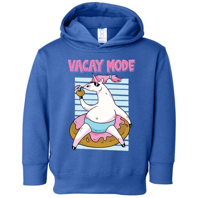 Funny Unicorn Chillin On Donut In Vacay Mode Gift Toddler Hoodie