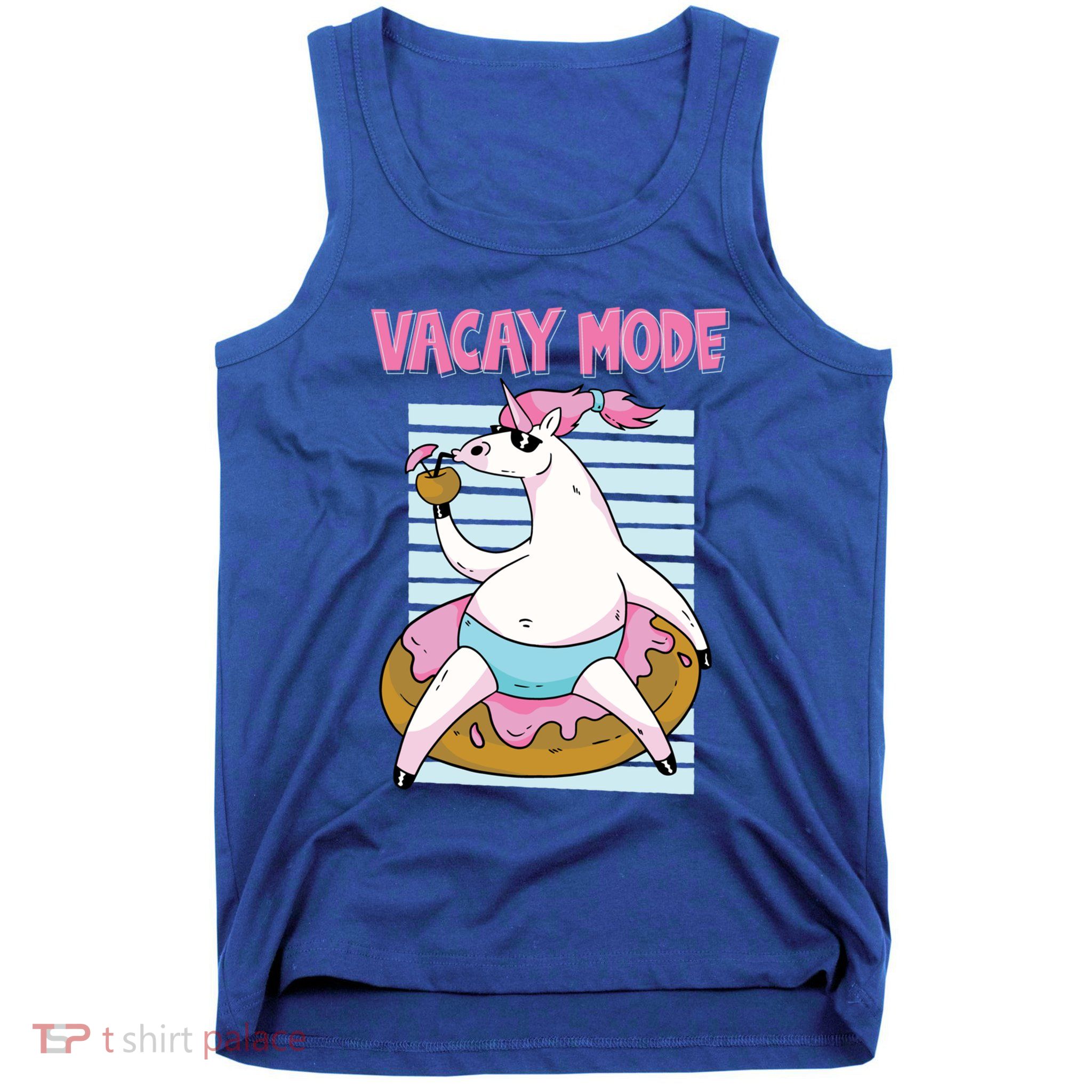 Funny Unicorn Chillin On Donut In Vacay Mode Gift Tank Top