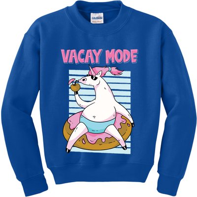 Funny Unicorn Chillin On Donut In Vacay Mode Gift Kids Sweatshirt