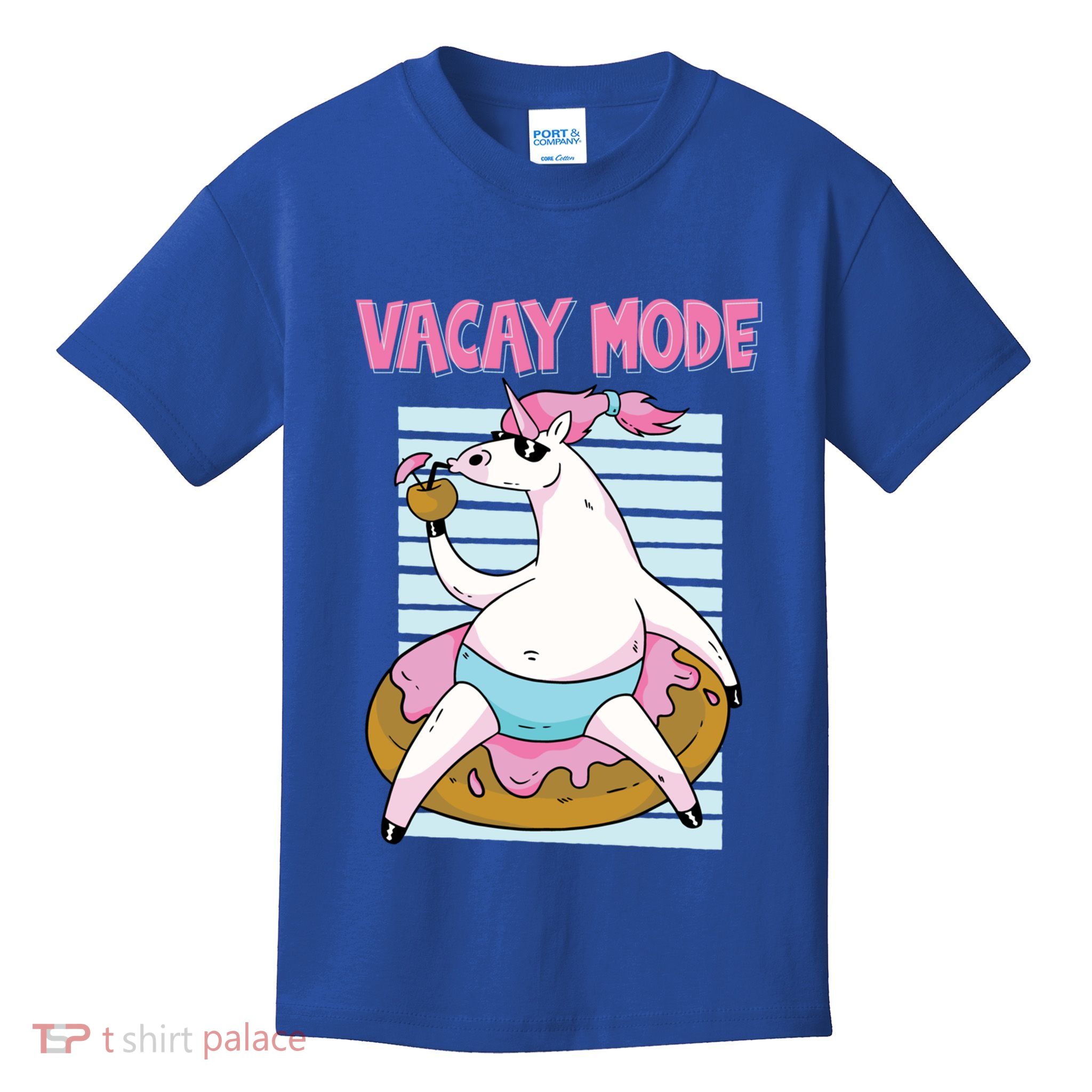 Funny Unicorn Chillin On Donut In Vacay Mode Gift Kids T-Shirt