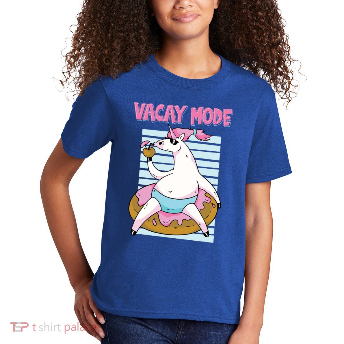 Funny Unicorn Chillin On Donut In Vacay Mode Gift Kids T-Shirt