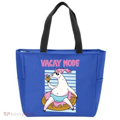 Funny Unicorn Chillin On Donut In Vacay Mode Gift Zip Tote Bag