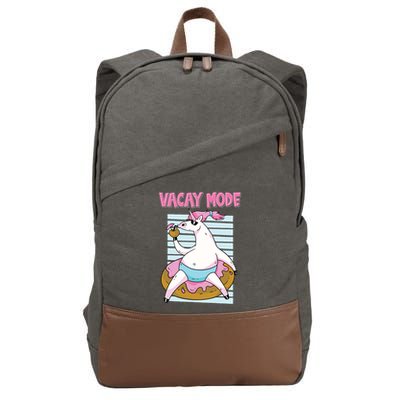 Funny Unicorn Chillin On Donut In Vacay Mode Gift Cotton Canvas Backpack