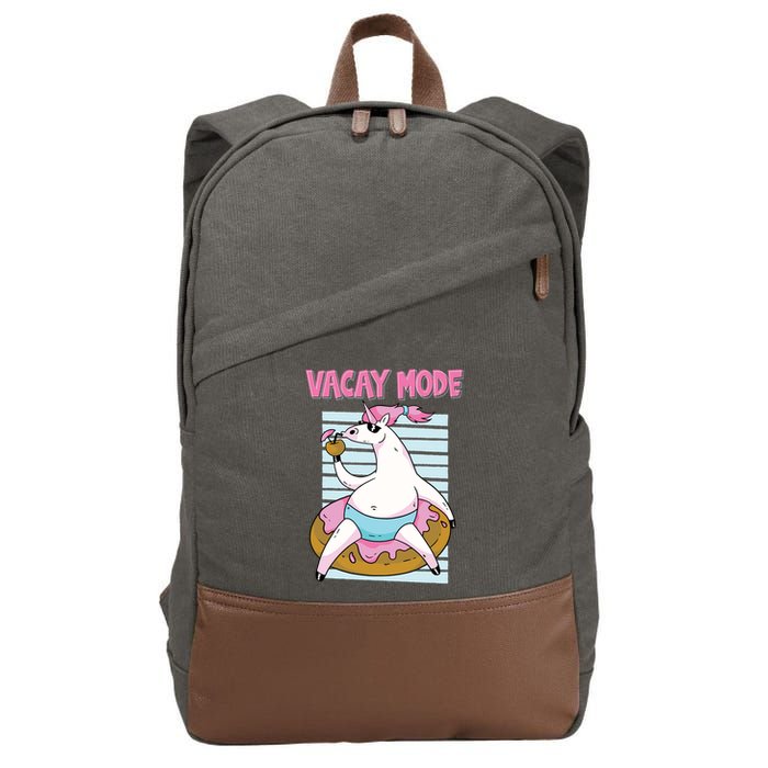 Funny Unicorn Chillin On Donut In Vacay Mode Gift Cotton Canvas Backpack