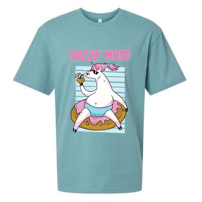 Funny Unicorn Chillin On Donut In Vacay Mode Gift Sueded Cloud Jersey T-Shirt