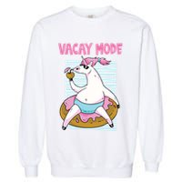 Funny Unicorn Chillin On Donut In Vacay Mode Gift Garment-Dyed Sweatshirt