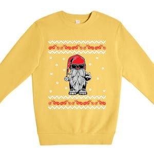 Funny Ugly Christmas Biker Gnome Motorcycle Lover Gift Xmas Gift Premium Crewneck Sweatshirt