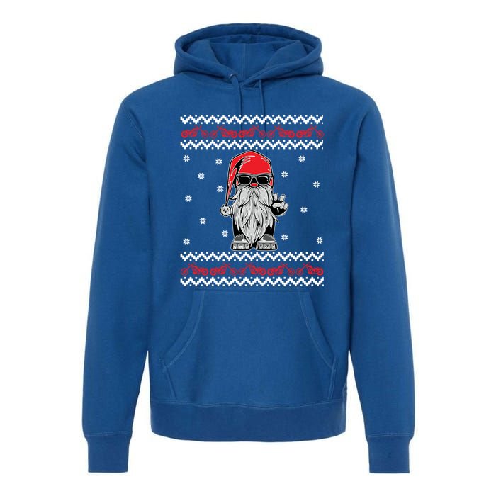 Funny Ugly Christmas Biker Gnome Motorcycle Lover Gift Xmas Gift Premium Hoodie