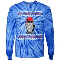 Funny Ugly Christmas Biker Gnome Motorcycle Lover Gift Xmas Gift Tie-Dye Long Sleeve Shirt