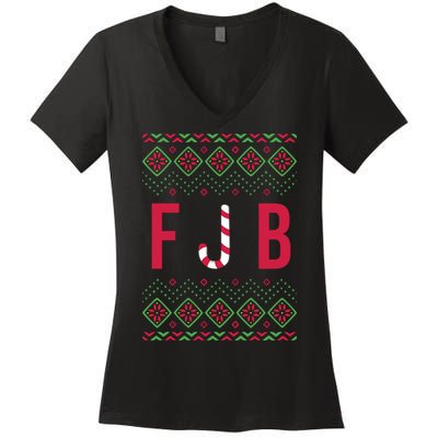 FJB Ugly Christmas Sweater Women's V-Neck T-Shirt