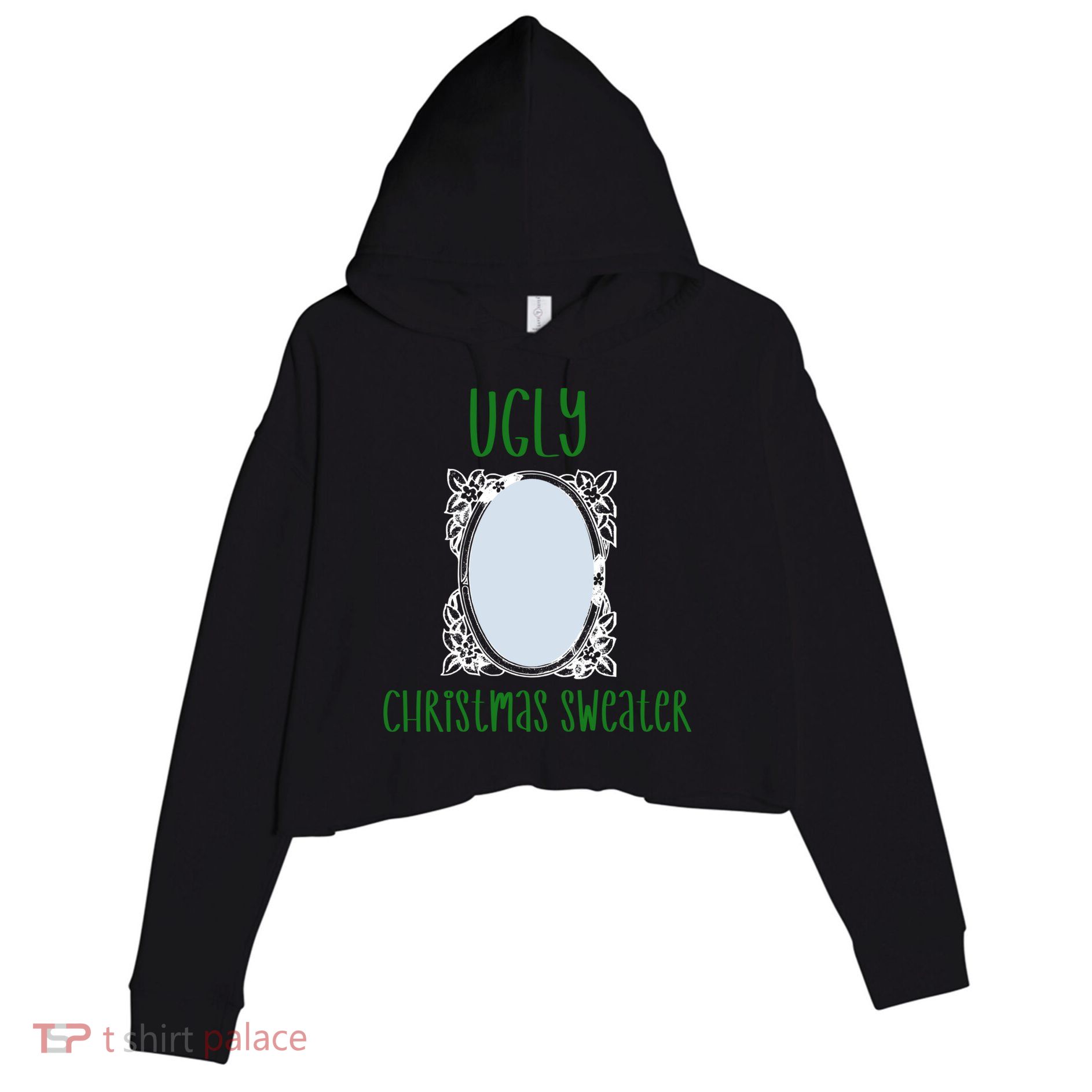Funny Ugly Christmas Sweater With Mirror Crop Fleece Hoodie