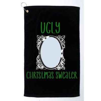 Funny Ugly Christmas Sweater With Mirror Golf Towel