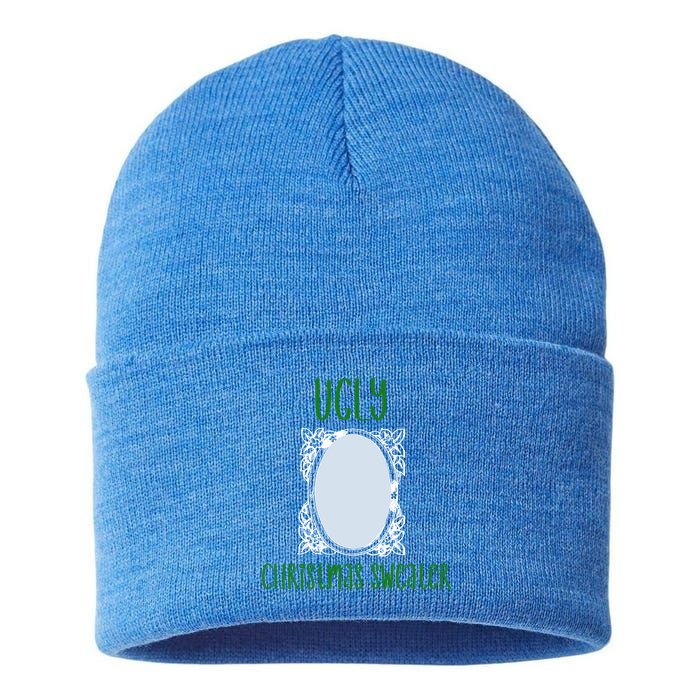 Funny Ugly Christmas Sweater With Mirror Sustainable Knit Beanie