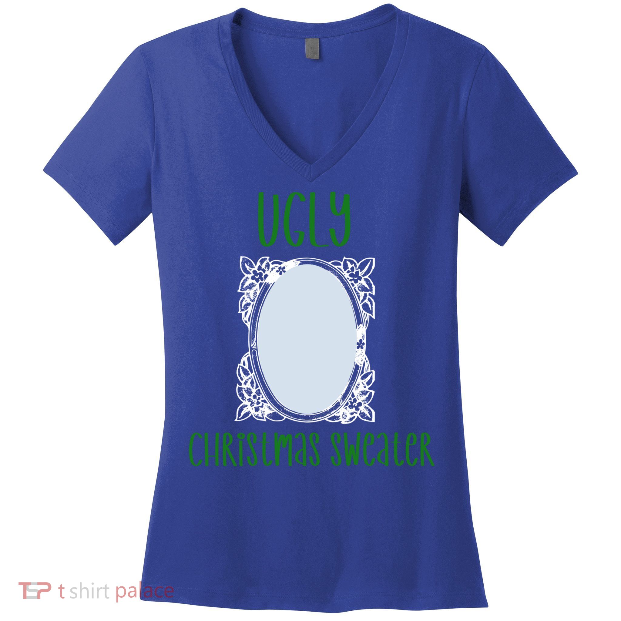 Funny Ugly Christmas Sweater With Mirror Women's V-Neck T-Shirt