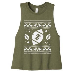 Football Ugly Christmas Sweater Ball Sport Player Boy Gift Women's Racerback Cropped Tank