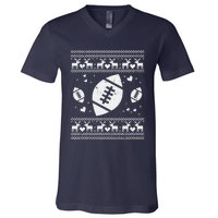 Football Ugly Christmas Sweater Ball Sport Player Boy Gift V-Neck T-Shirt