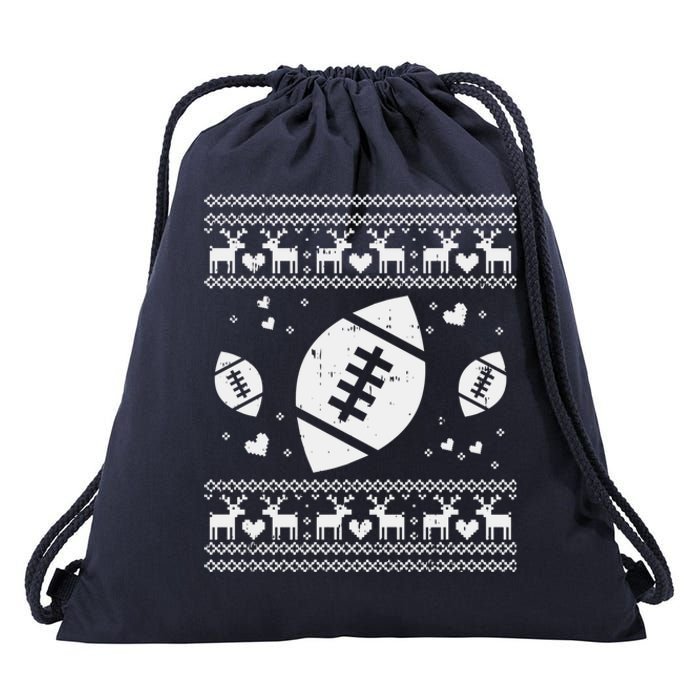 Football Ugly Christmas Sweater Ball Sport Player Boy Gift Drawstring Bag