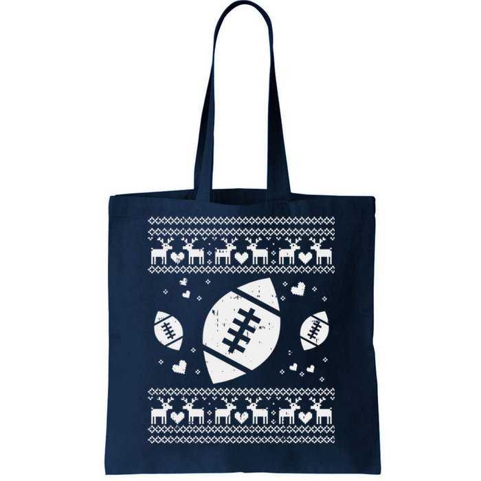 Football Ugly Christmas Sweater Ball Sport Player Boy Gift Tote Bag