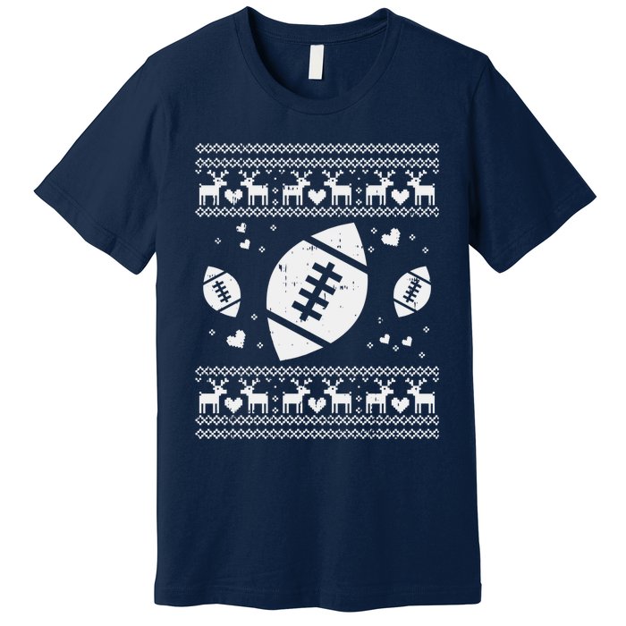 Football Ugly Christmas Sweater Ball Sport Player Boy Gift Premium T-Shirt