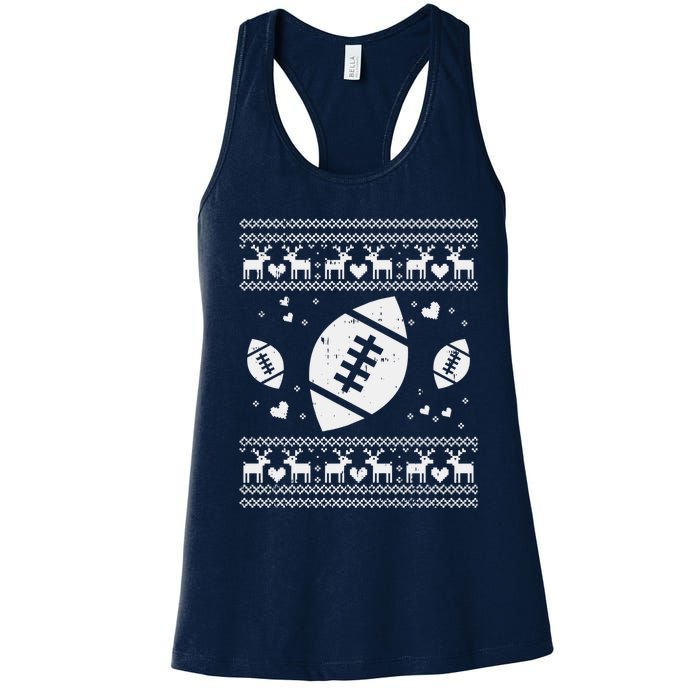 Football Ugly Christmas Sweater Ball Sport Player Boy Gift Women's Racerback Tank