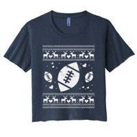 Football Ugly Christmas Sweater Ball Sport Player Boy Gift Women's Crop Top Tee