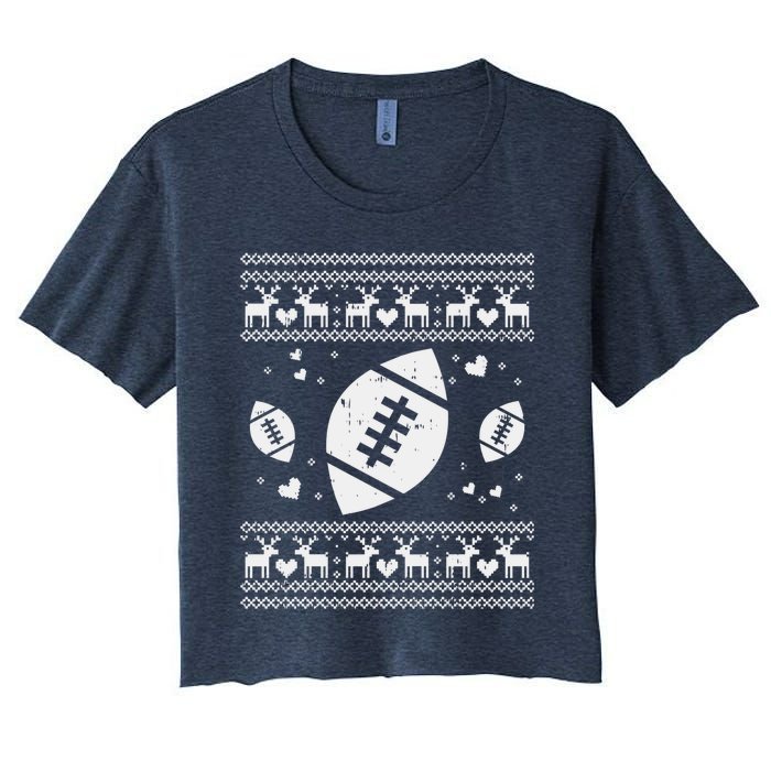 Football Ugly Christmas Sweater Ball Sport Player Boy Gift Women's Crop Top Tee