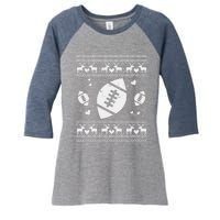 Football Ugly Christmas Sweater Ball Sport Player Boy Gift Women's Tri-Blend 3/4-Sleeve Raglan Shirt