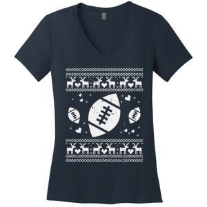 Football Ugly Christmas Sweater Ball Sport Player Boy Gift Women's V-Neck T-Shirt