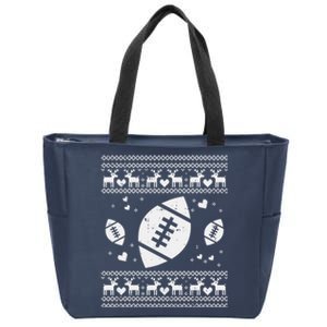 Football Ugly Christmas Sweater Ball Sport Player Boy Gift Zip Tote Bag